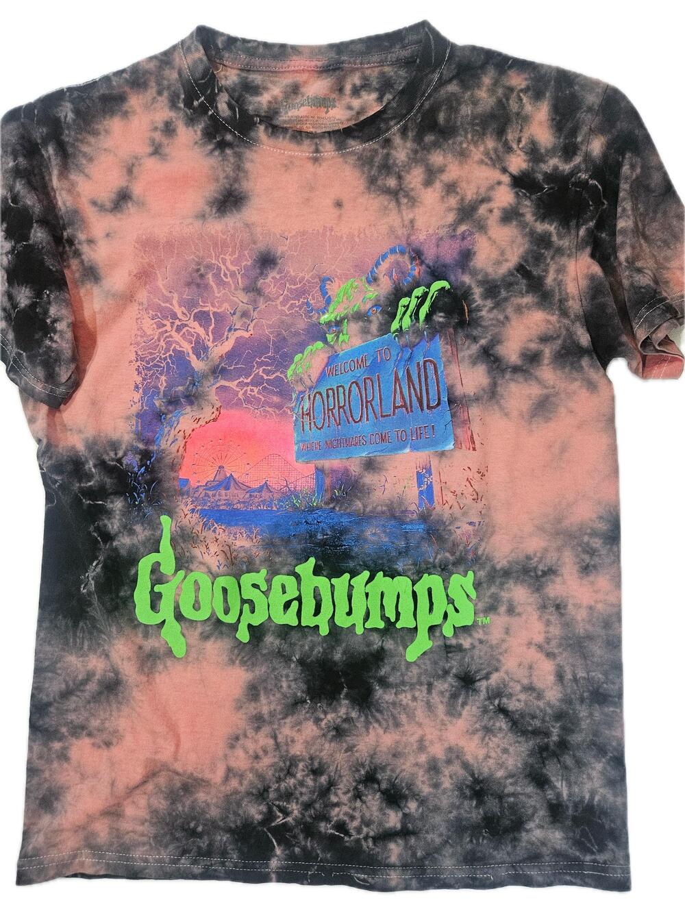Goosebumps Shirt Mens M Black Tie Dye Horrorland Graphic Tee Crewneck Tagless